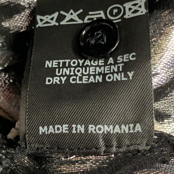 ISABEL MARANT Size M Black Metallic Silk Blend Geometric Cowl Neck Dress Top - Picture 6 of 7